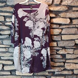 Women's Alfani floral maroon midi dress sz large